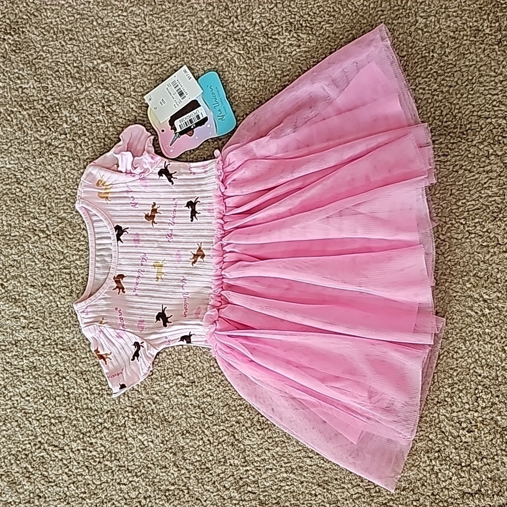 Pink Tull Afro Unicorn Dress baby girl 12M